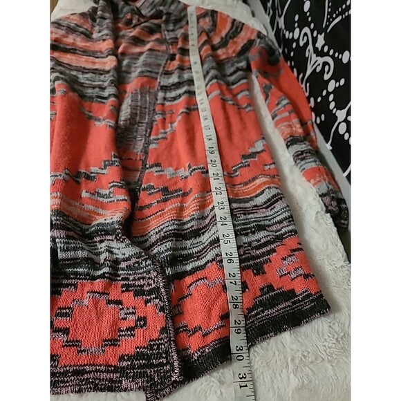 Red Camel Southwestern Cardigan XL Womens Open Front Long Sleeve Cowgirl Hood - Picture 7 of 8